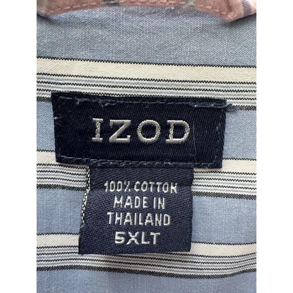 Izod Short Sleeve Button Down Shirt Men’s Size 5XLT Big & Tall Pink Plaid Casual - Picture 4 of 9
